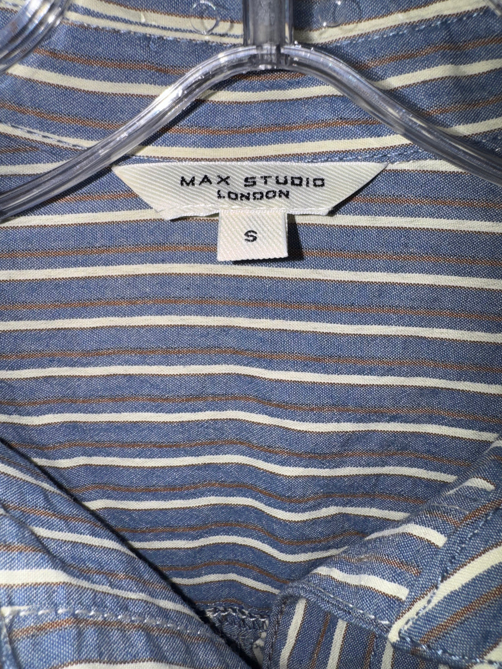 Max Studio London Blue Striped Button-Up