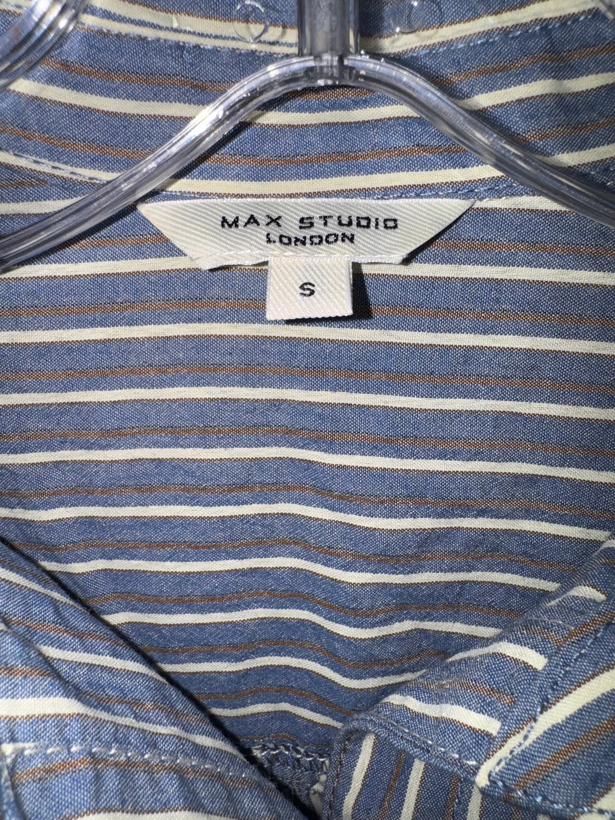 Max Studio London Blue Striped Button-Up