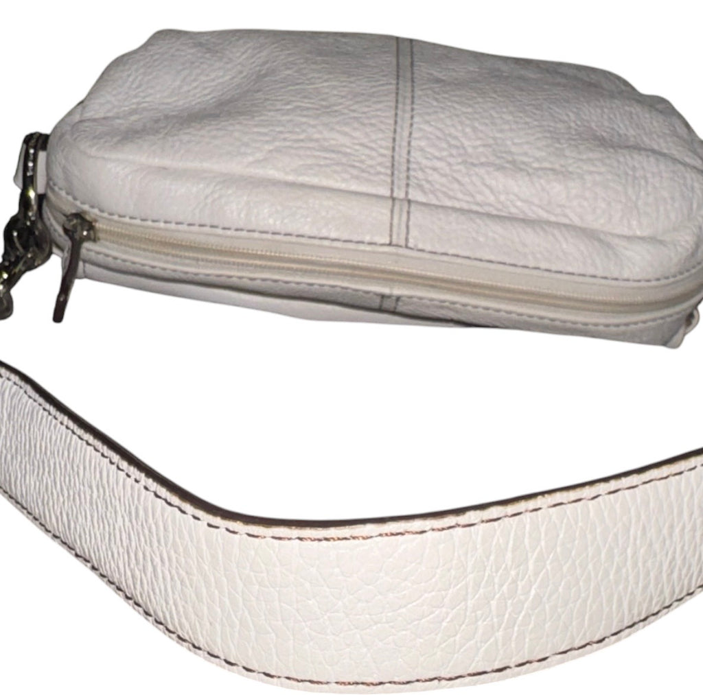 Etienne Aigner White Pebbled Leather Shoulder Bag