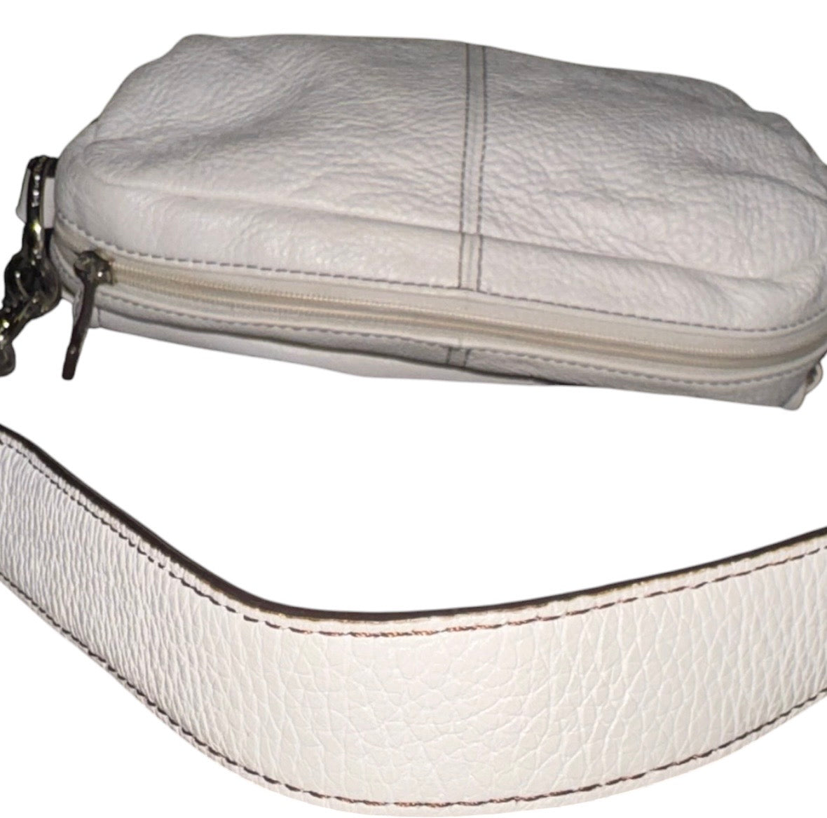 Etienne Aigner White Pebbled Leather Shoulder Bag