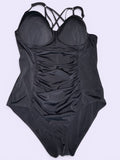 Torrid Black Ruched Strappy Underwire One-Piece Swimsuit - Size 2 DD/F