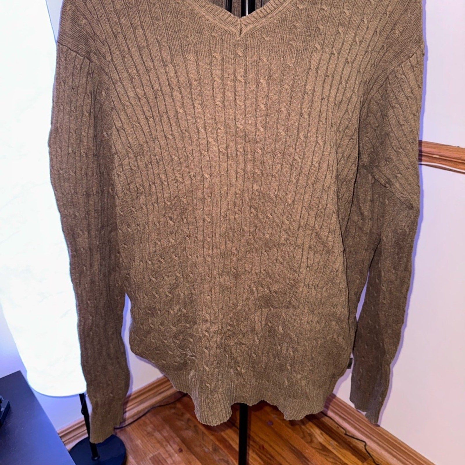 Men's Brown Cable Knit Sweater