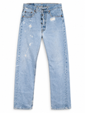 Levi’s 501 Light-Wash Distressed Jeans — Made in USA