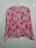 Christopher & Banks Pink Patchwork-Print Zip Hoodie