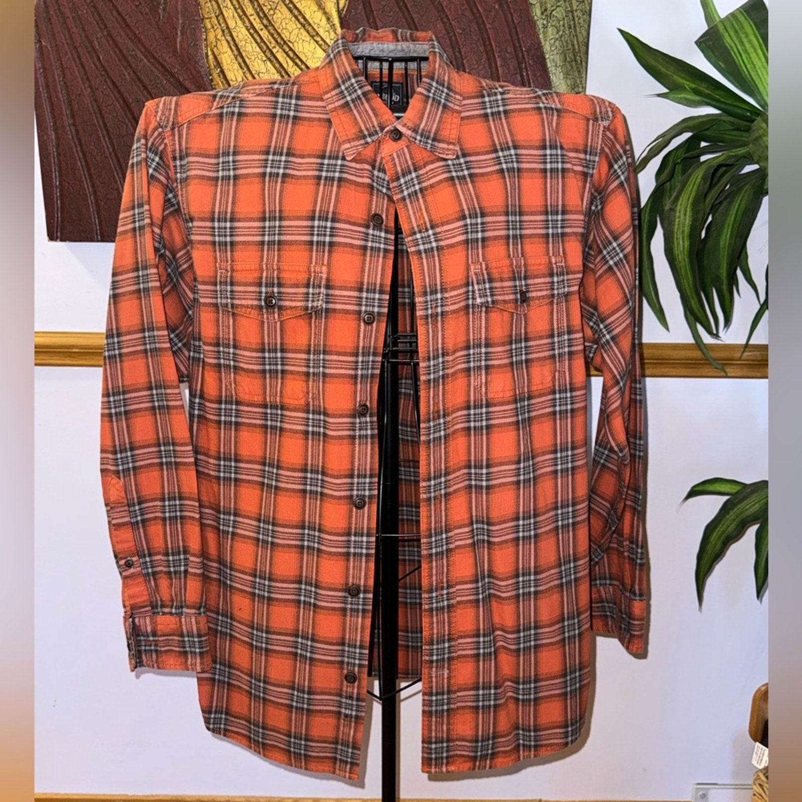 RedHead Orange and Gray Plaid Shirt