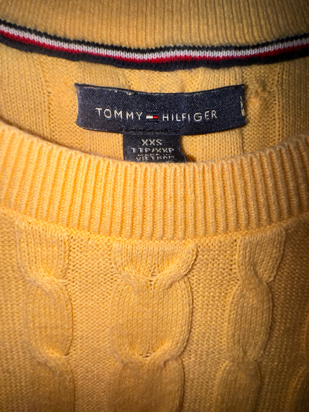 Tommy Hilfiger Yellow Cable Knit Short Sleeve Sweater