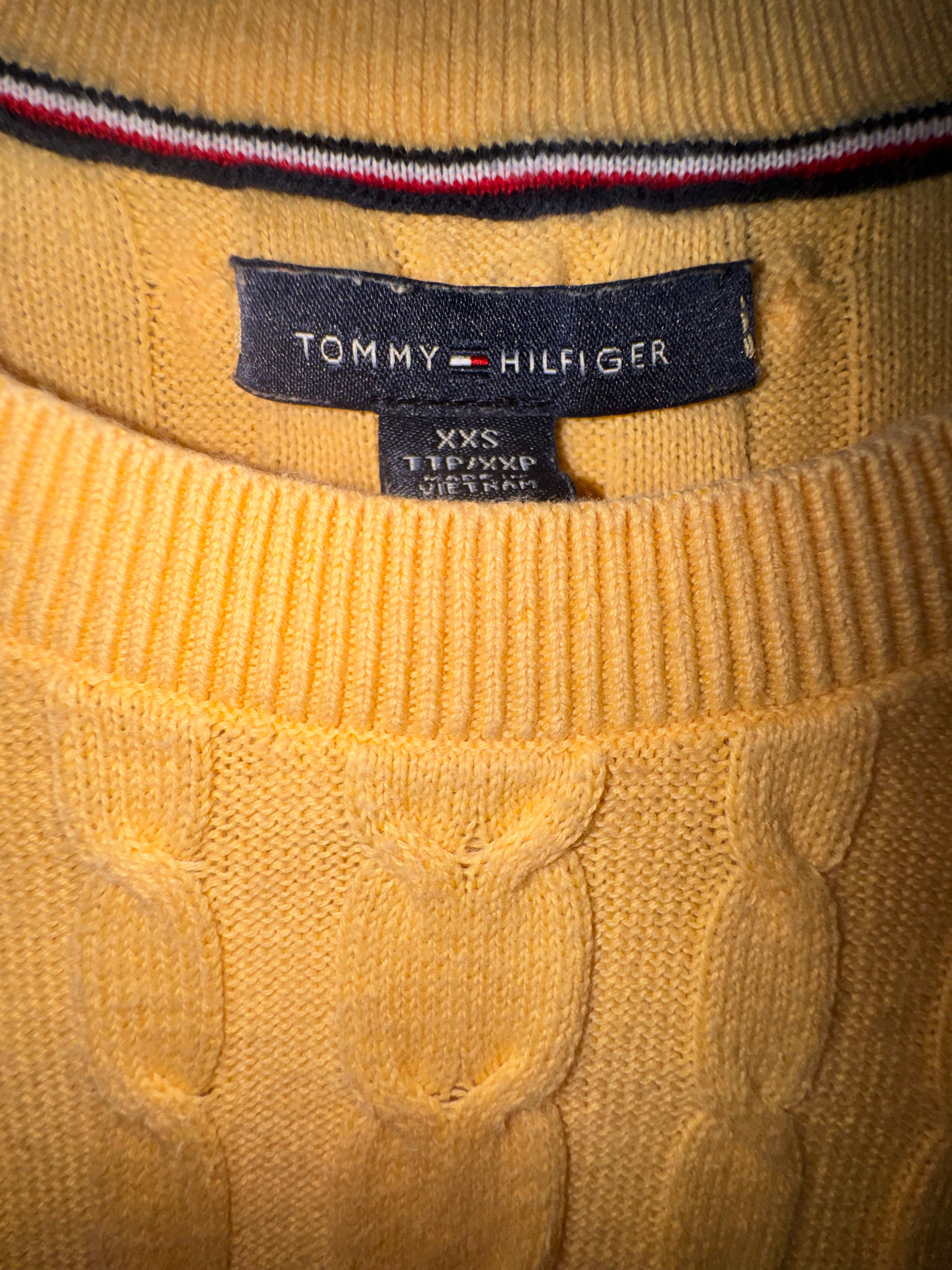 Tommy Hilfiger Yellow Cable Knit Short Sleeve Sweater