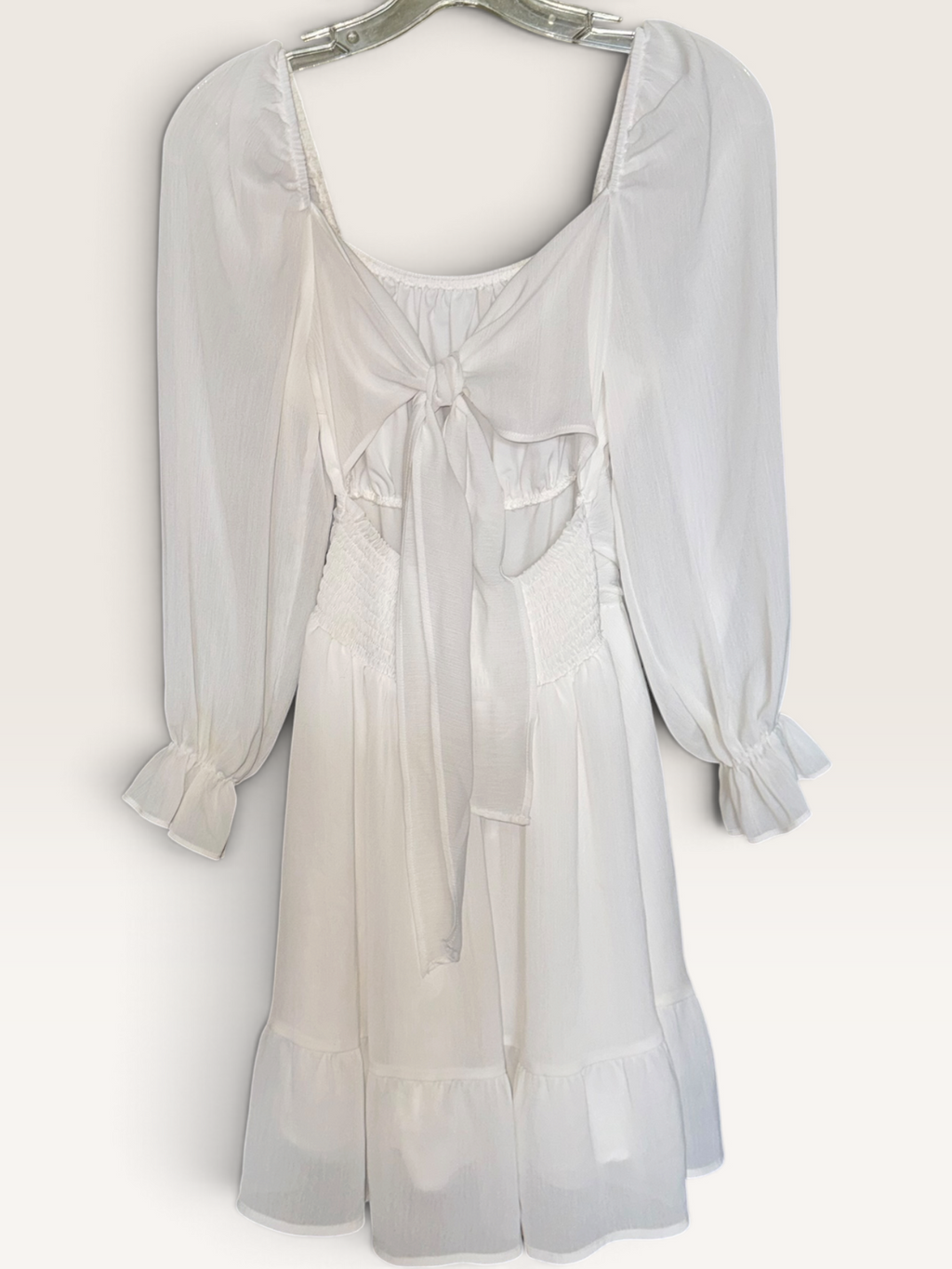 White Tie-Front Cutout Mini Dress
