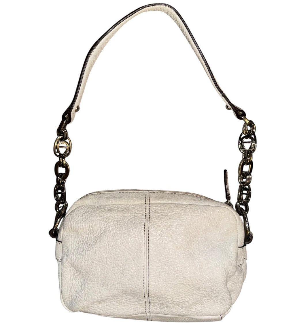 Etienne Aigner White Pebbled Leather Shoulder Bag