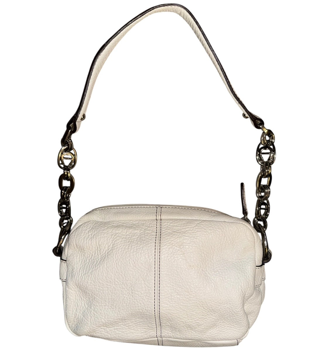 Etienne Aigner White Pebbled Leather Shoulder Bag
