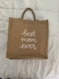 “The Little Market” Best Mom Ever Jute Tote – Natural Burlap Gift Bag