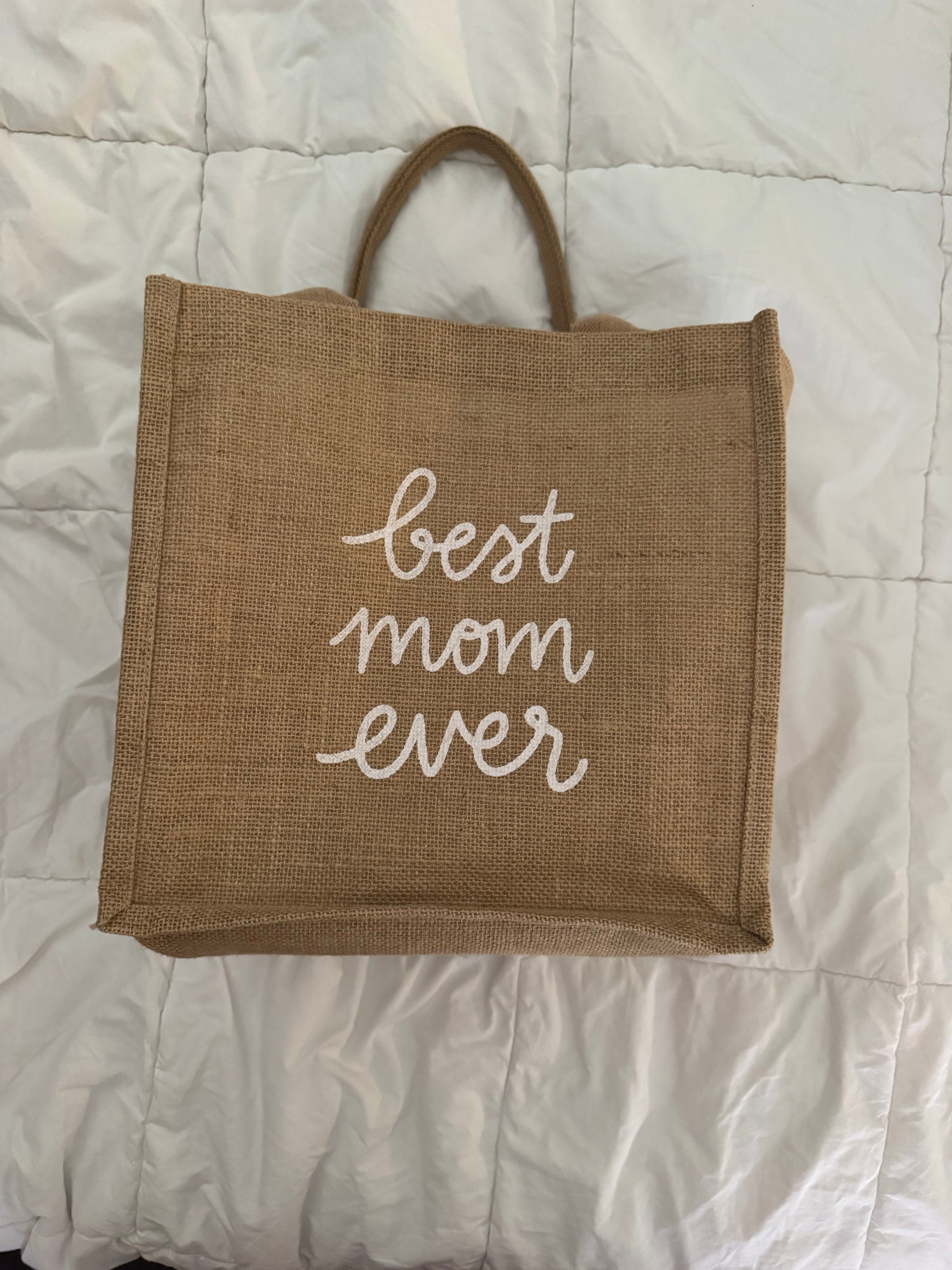 “The Little Market” Best Mom Ever Jute Tote – Natural Burlap Gift Bag
