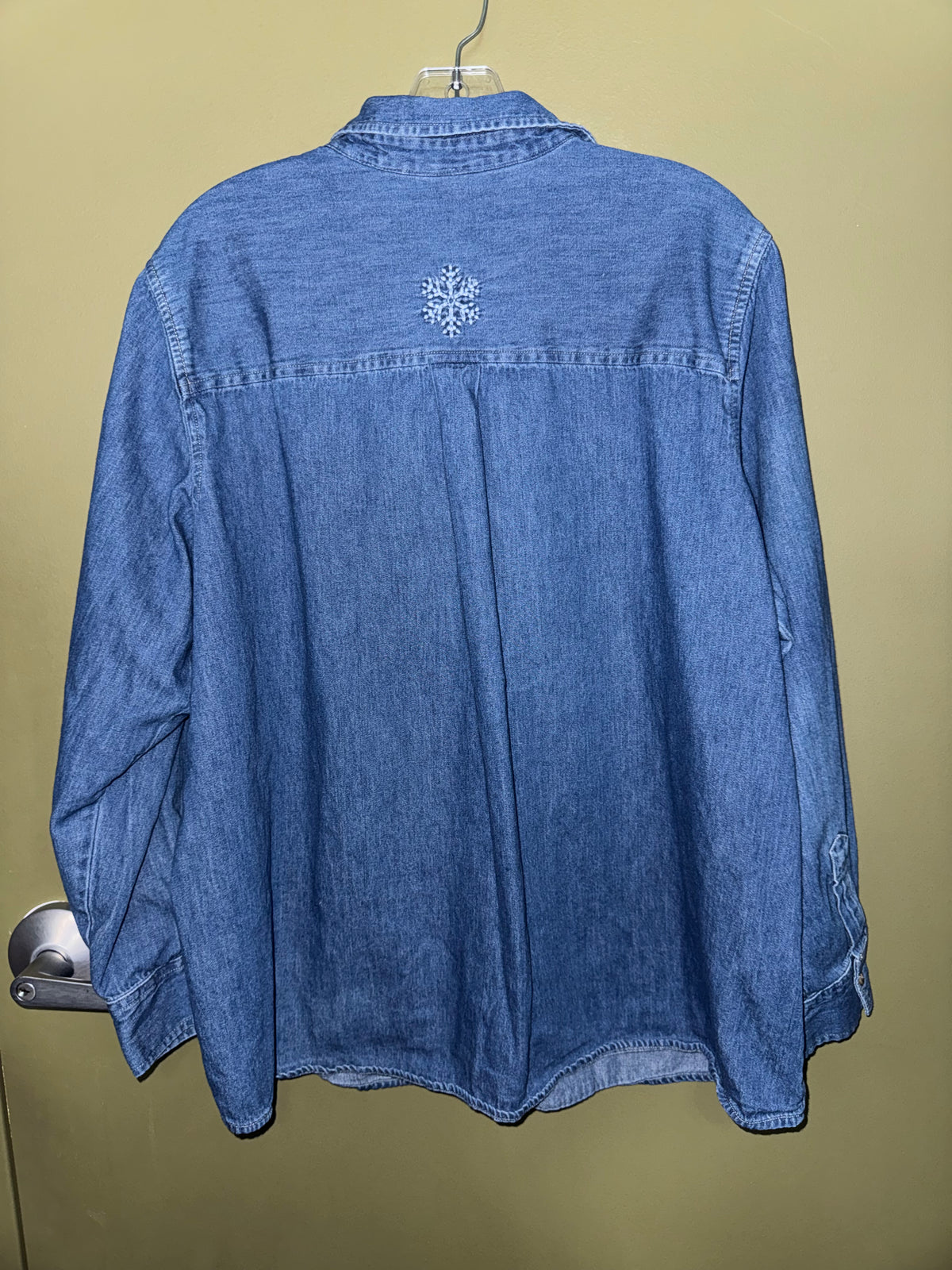 Cherokee Snowflake-Embroidered Denim Shirt