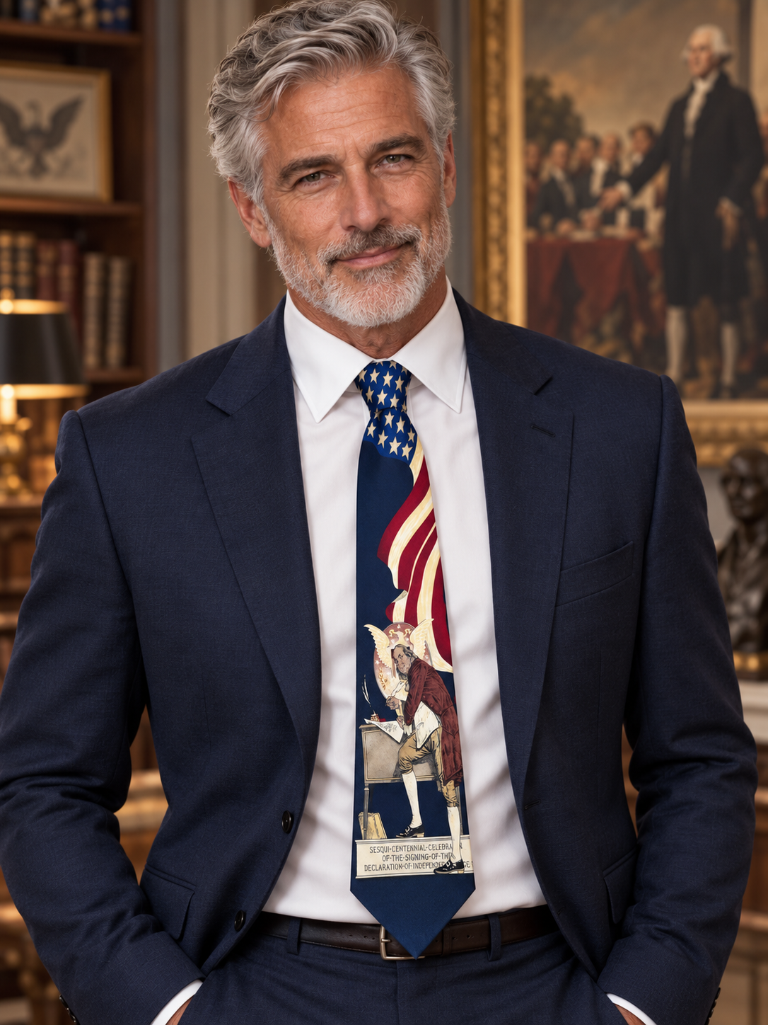 Norman Rockwell “Ben Franklin’s Sesquicentennial” Patriotic Art Tie
