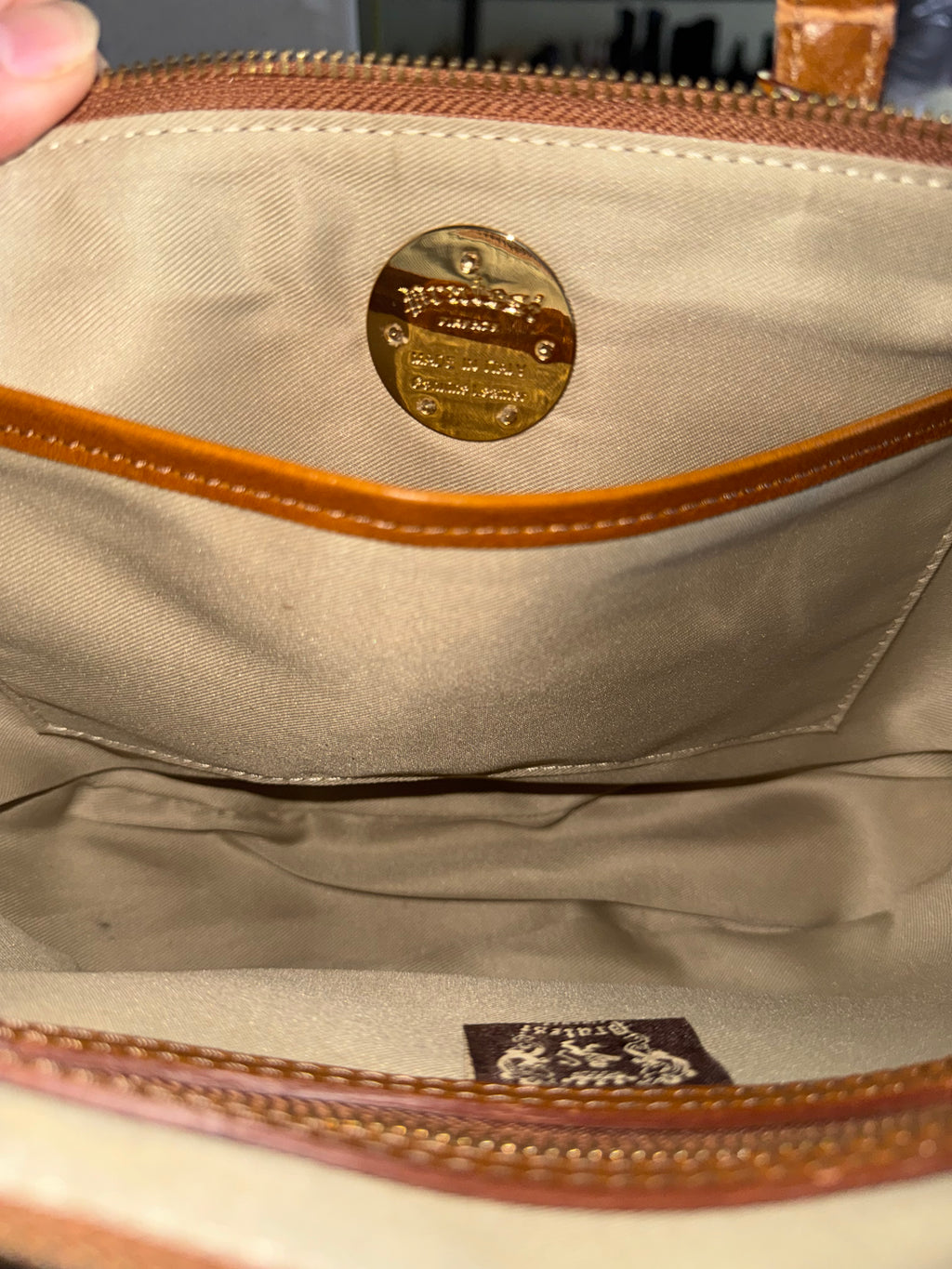 Pratesi Firenze Cognac Italian Leather Fan Flap Crossbody Satchel Bag Made in Italy