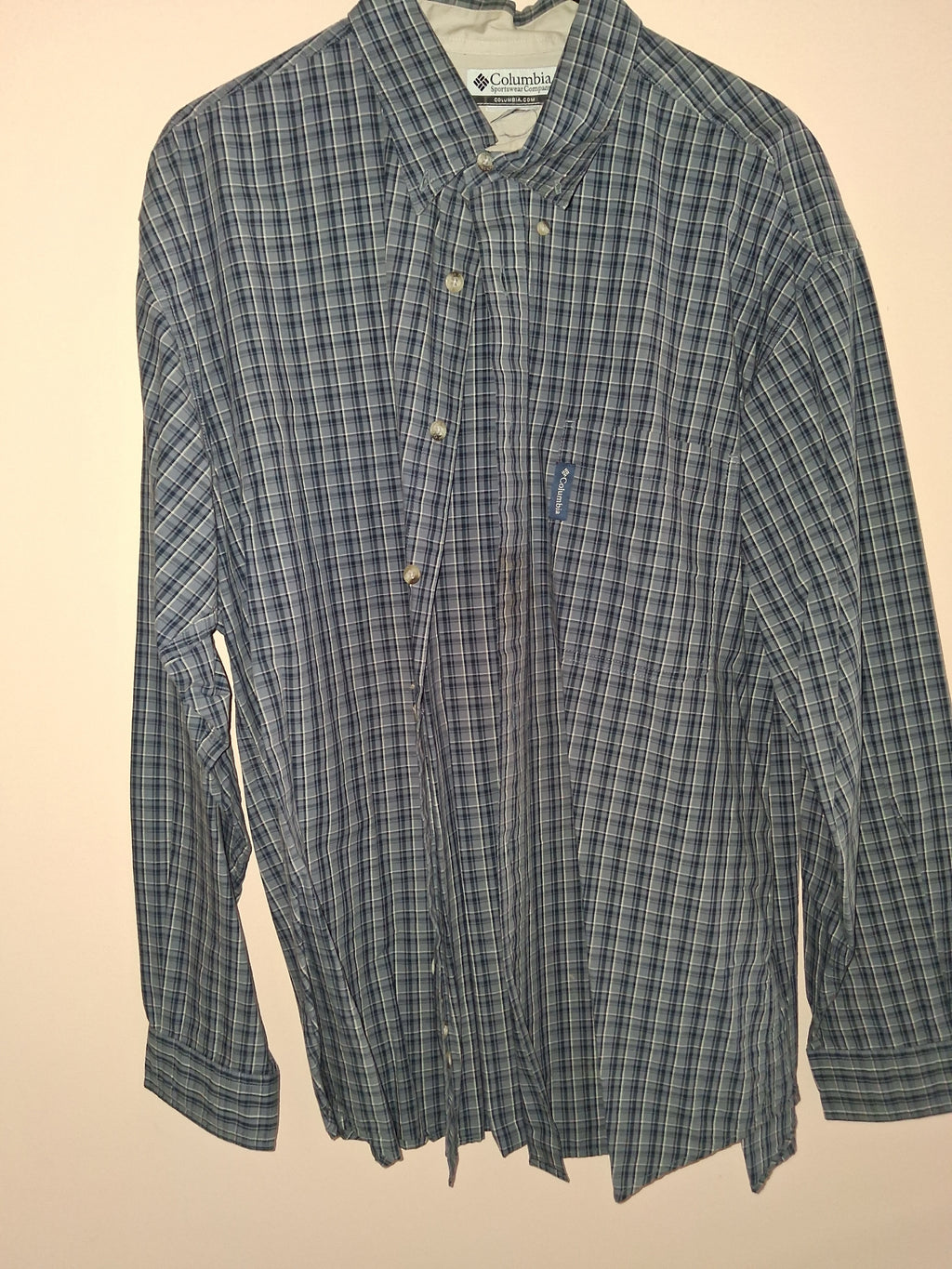 Eddie Bauer Navy & Olive Plaid Long-Sleeve Shirt