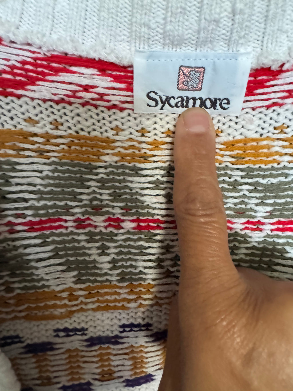 Sycamore Cream Multicolor Geometric Cardigan