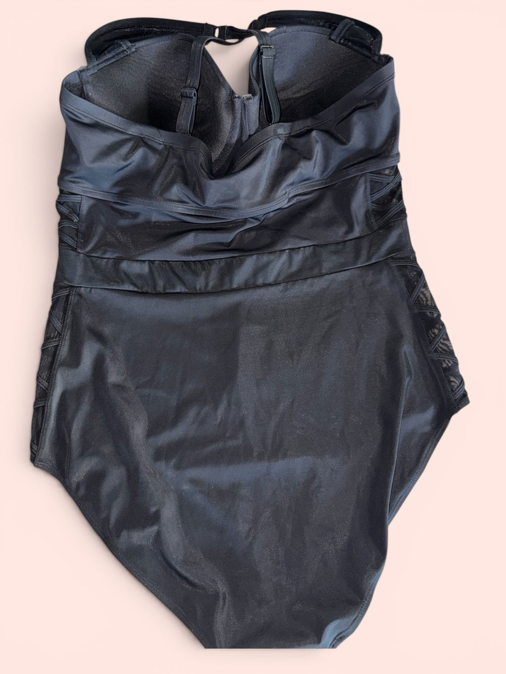 Torrid Black Strappy Side Mesh Cutout One-Piece Swimsuit Underwire