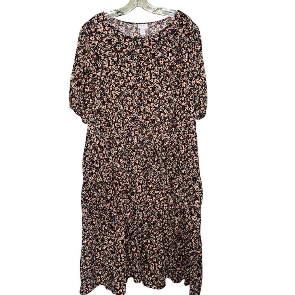 Ava & Viv Black Floral Midi Dress