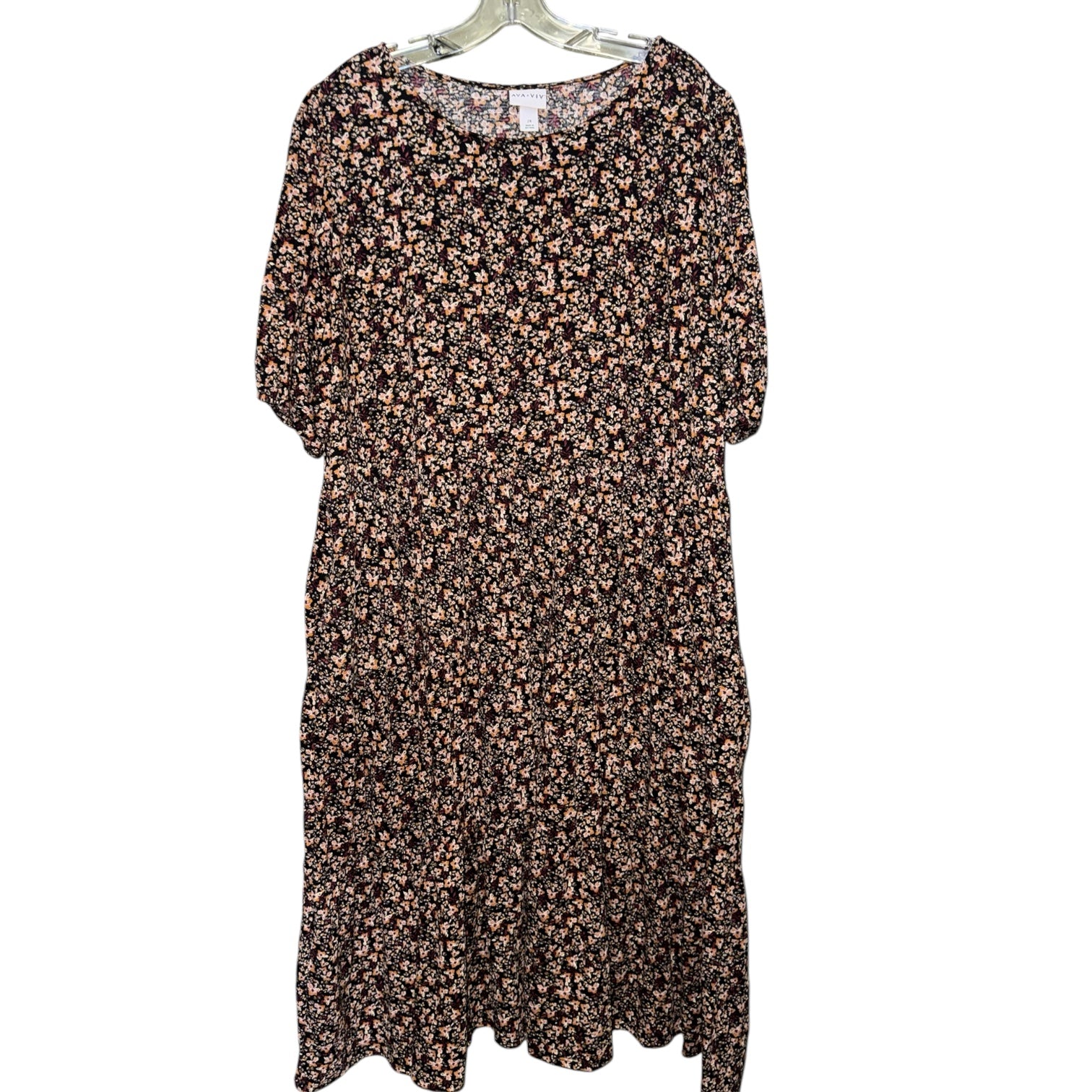 Ava & Viv Black Floral Midi Dress