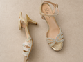 L. Lorraine Gold Rhinestone Heels