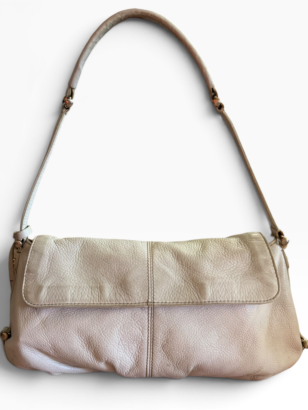 Level 5 Italy White Pebbled Leather Shoulder Bag
