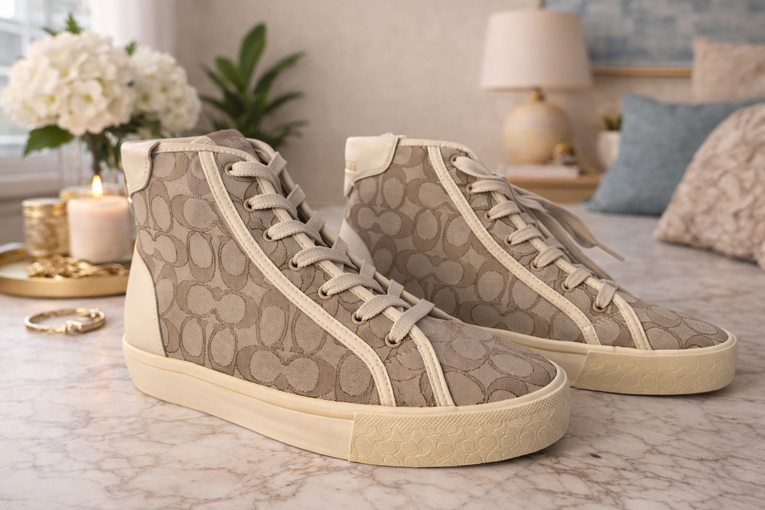 Coach High-Top Sneakers – Signature C Logo Canvas (Women’s New)
