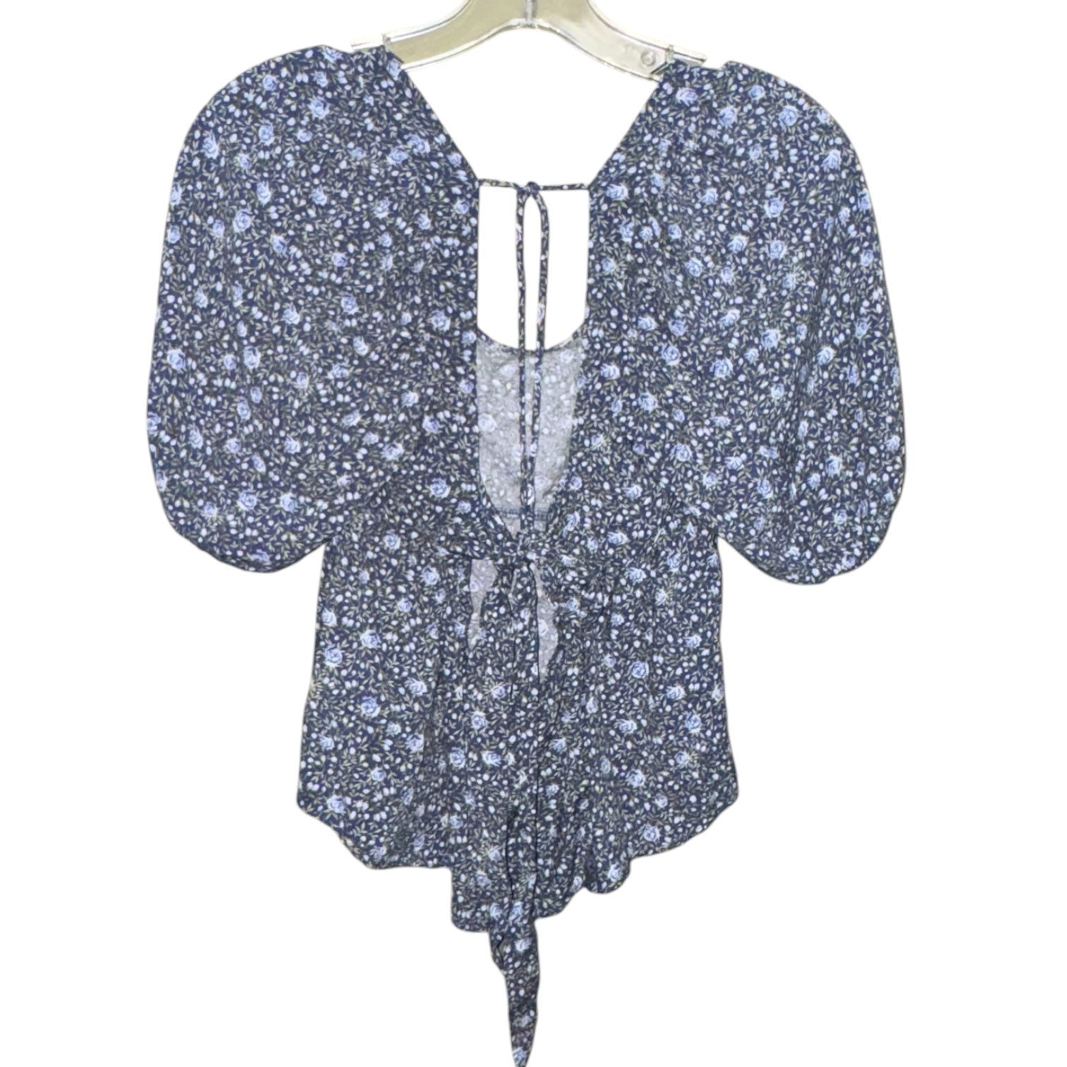 Floral Puff Sleeve Tie Back Top