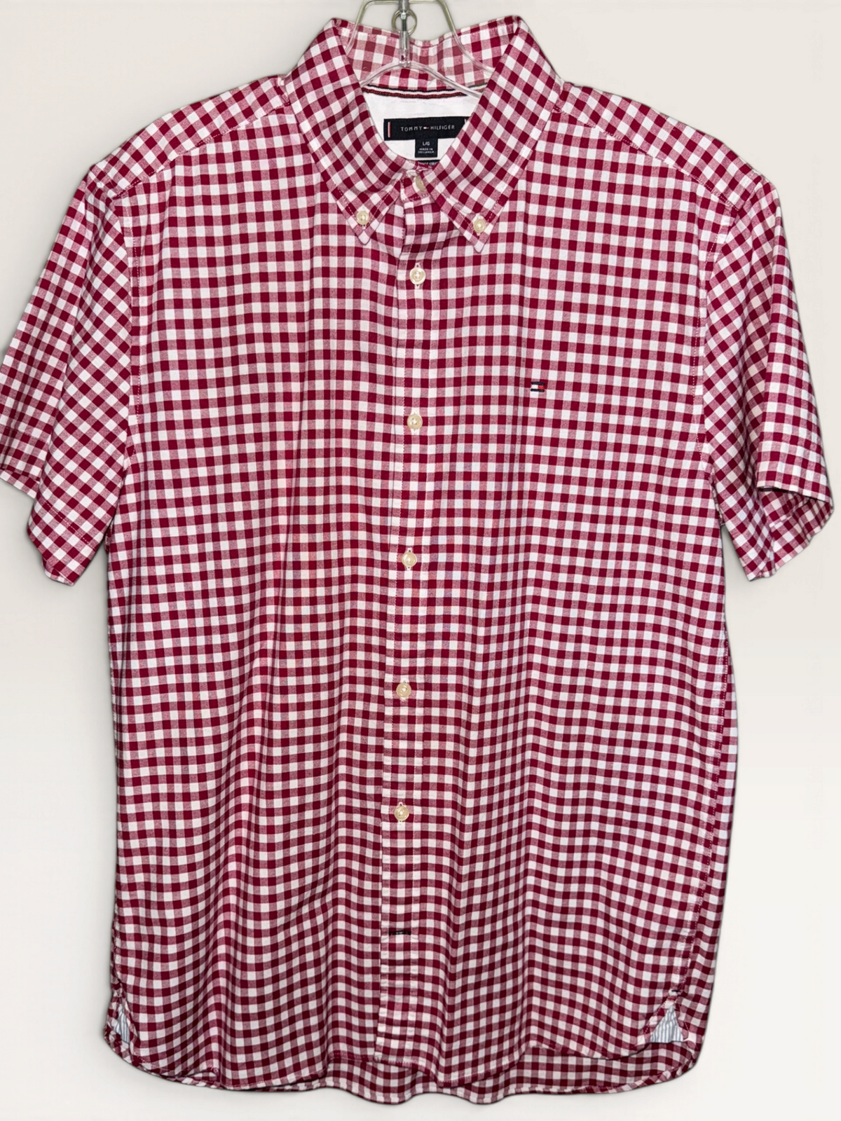 Tommy Hilfiger Red Gingham Short-Sleeve Shirt