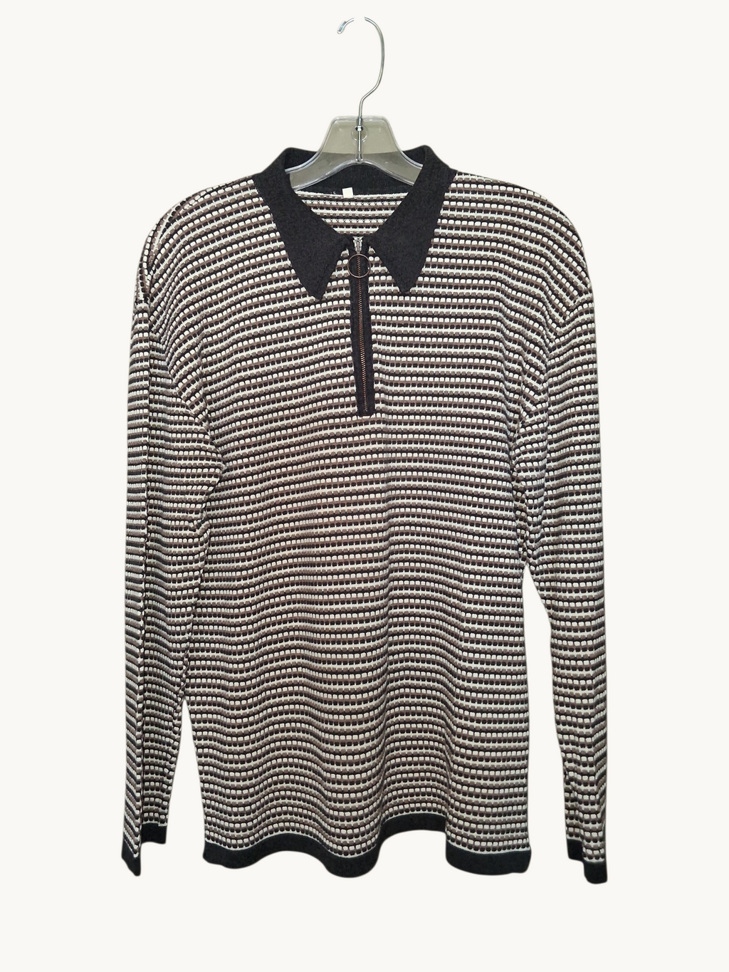 Textured Knit Quarter-Zip Polo Sweater