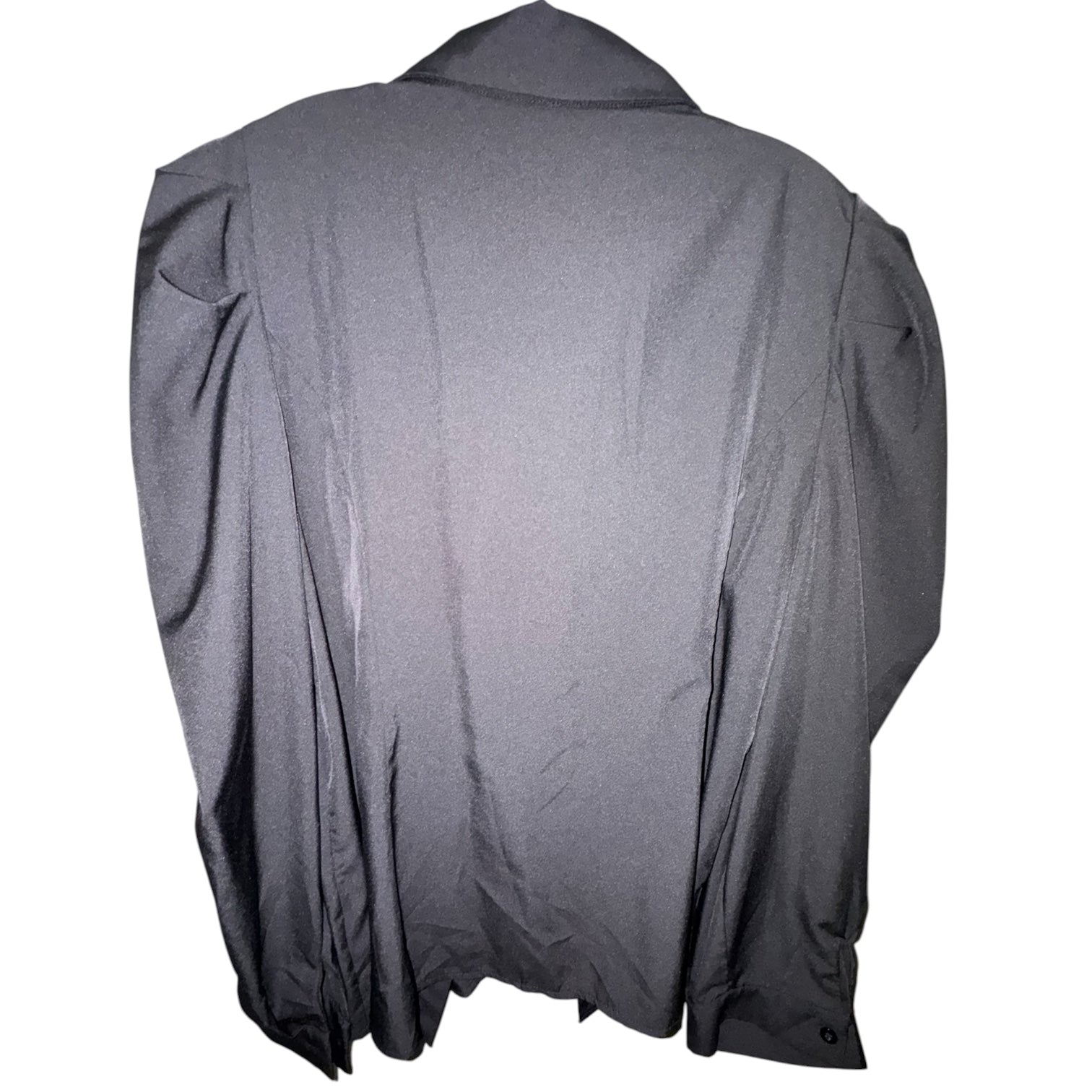 Black Puff Sleeve Button-Up Blouse