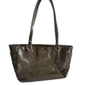 Authentic Coach Olive Green Signature Embossed Patent Leather East/West Tote Bag