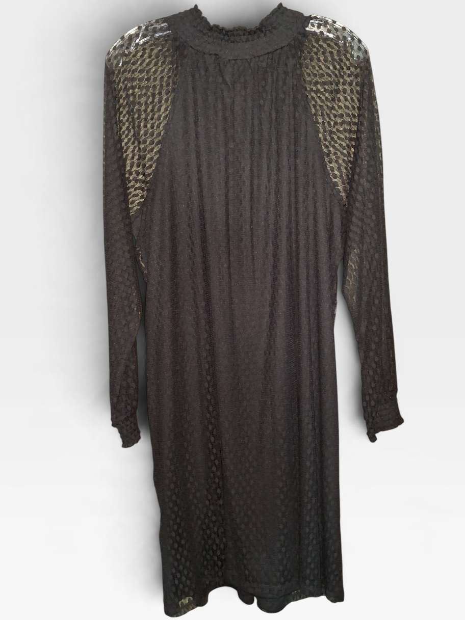 NWT Nina Leonard Black Textured Lace Long Sleeve Dress