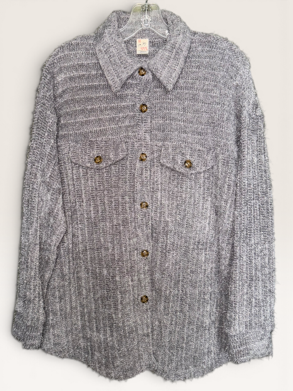 7th Ray Gray Eyelash-Knit Shacket