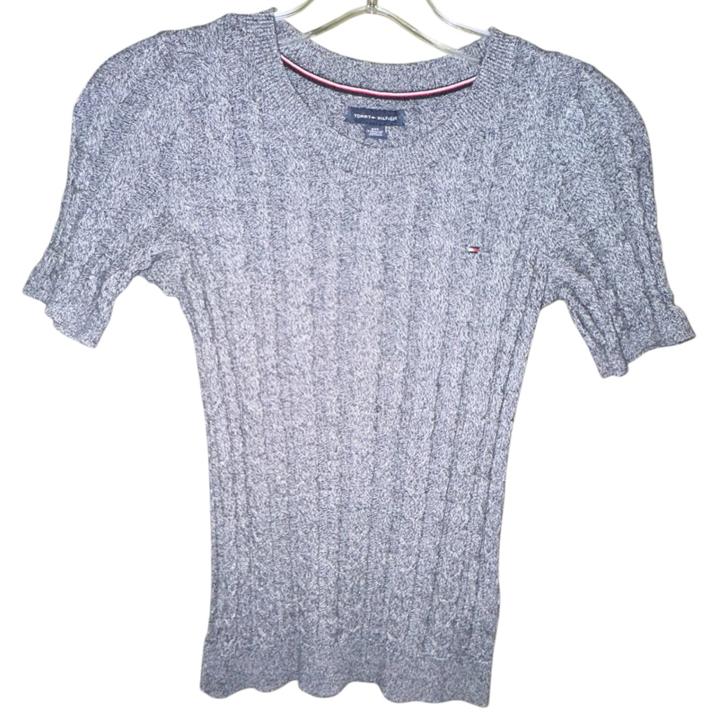 Tommy Hilfiger Grey Cable Knit Short Sleeve Sweater
