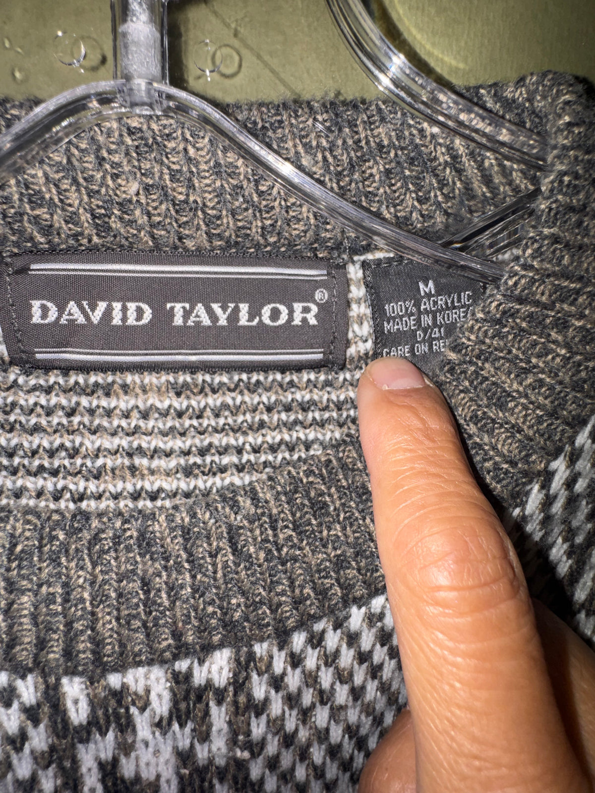 David Taylor Neutral Geometric Sweater