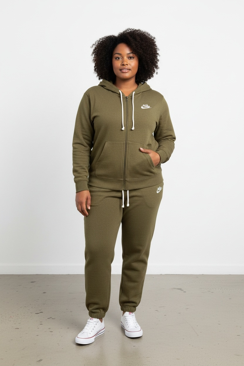 Nike Olive Green Zip-Up Hoodie & Jogger Set