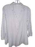 Van Heusen Black & White Pinstripe Split-Neck Blouse