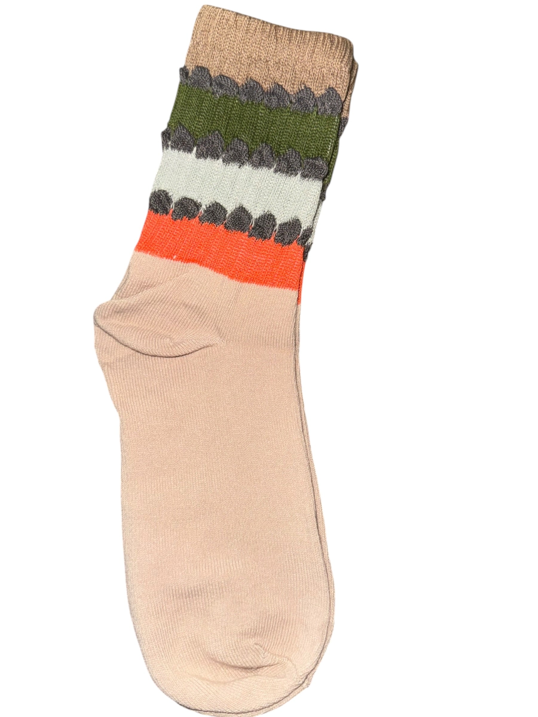 Retro Colorblock Ruffle Crew Socks