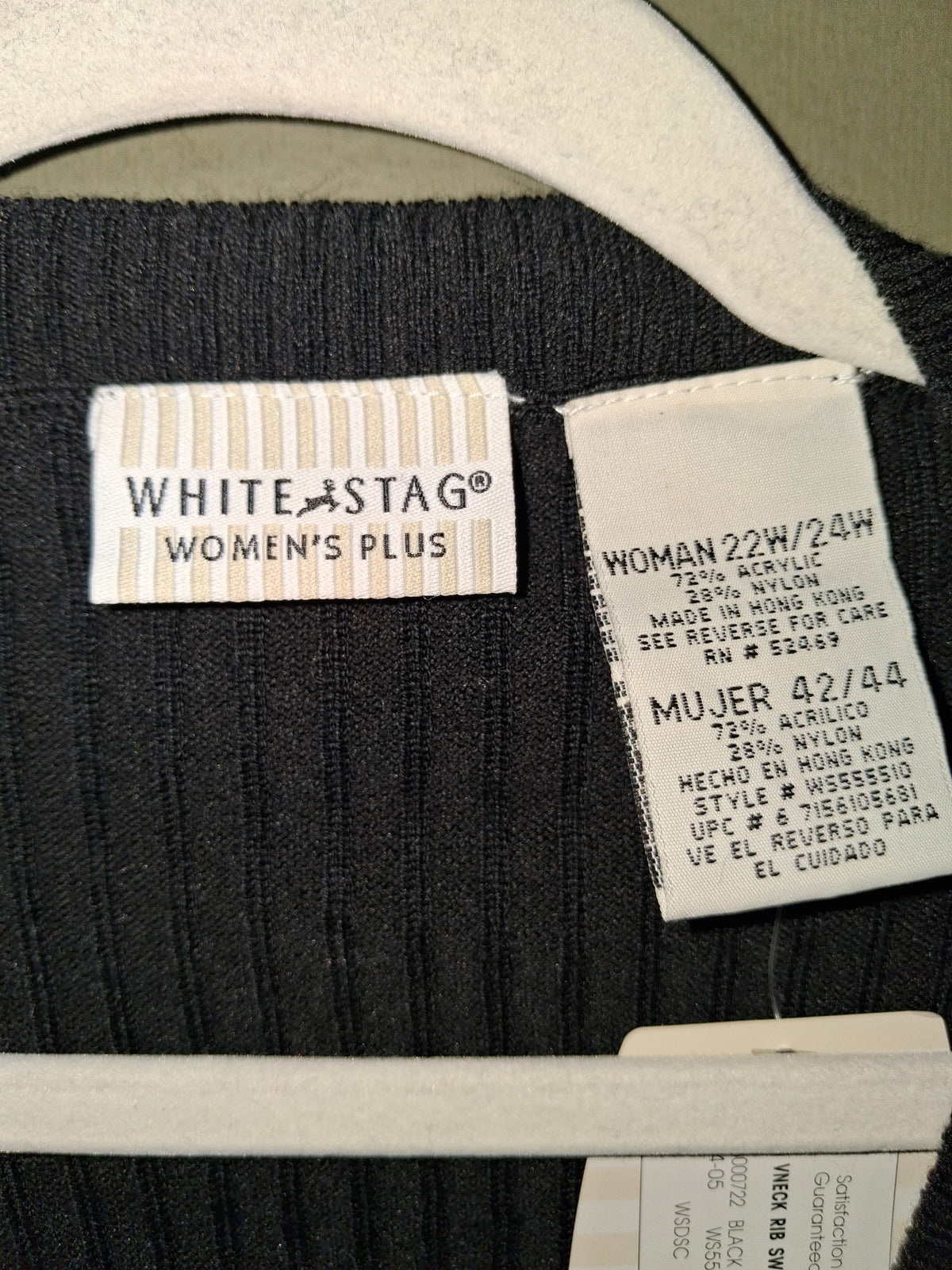 White Stag Black Ribbed V-Neck Sweater Top