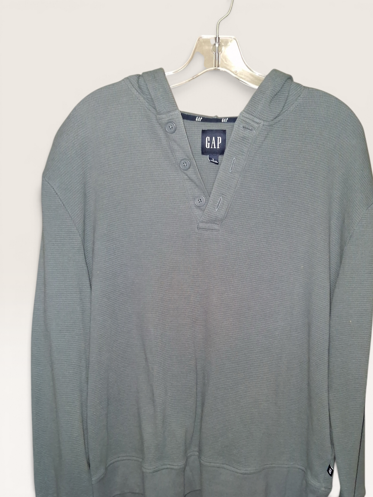 GAP Men's Thermal Waffle Knit Henley Hoodie
