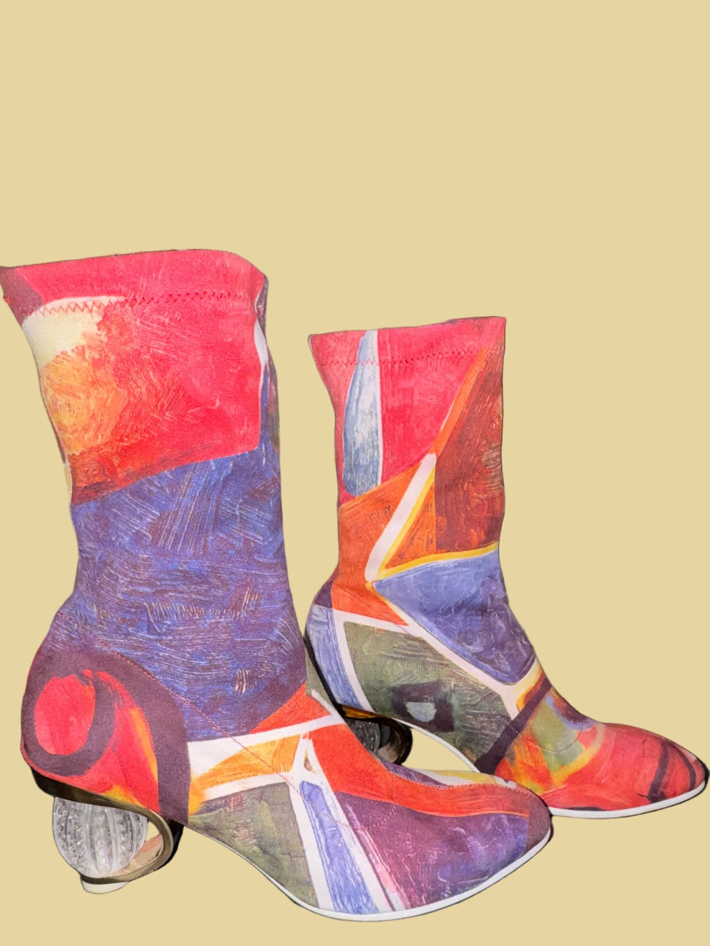 Vero Cuoio Graffiti-Print Textile Boots