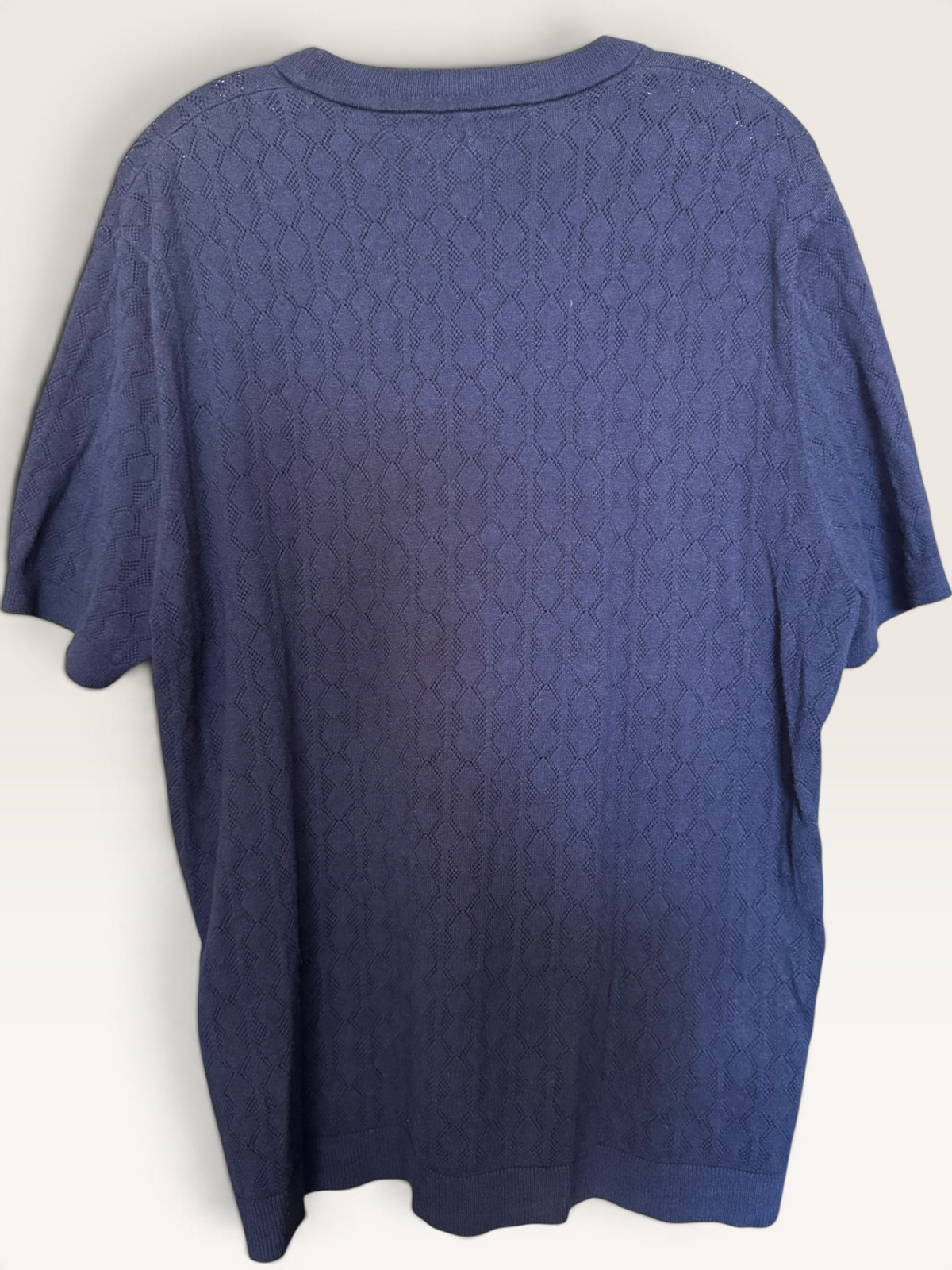 Alfani Navy Diamond-Knit Short-Sleeve Sweater