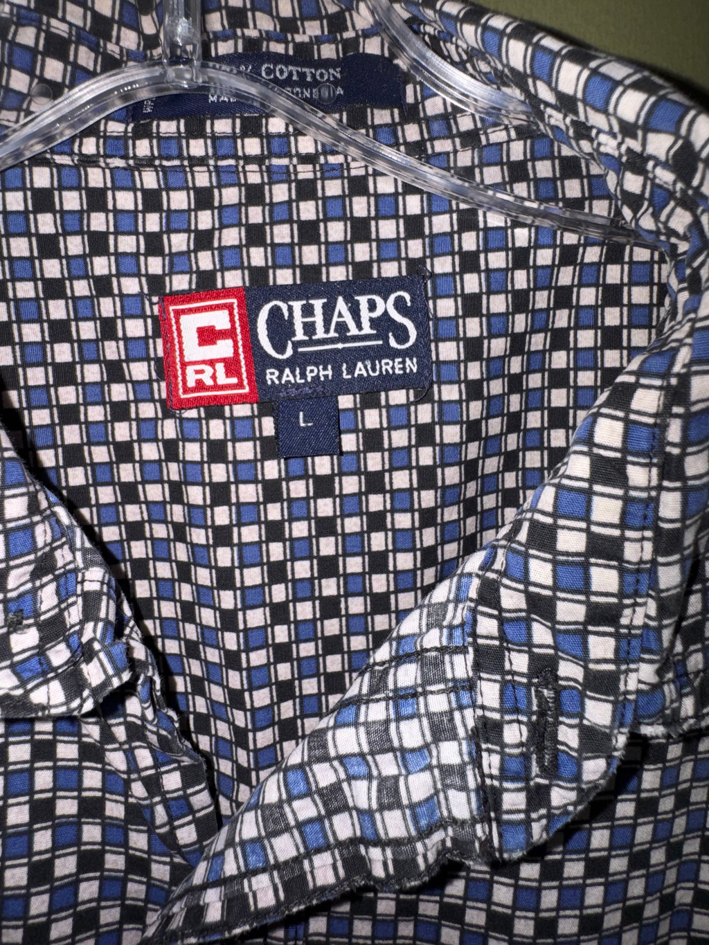 Chaps Ralph Lauren Blue Geometric Long-Sleeve Shirt