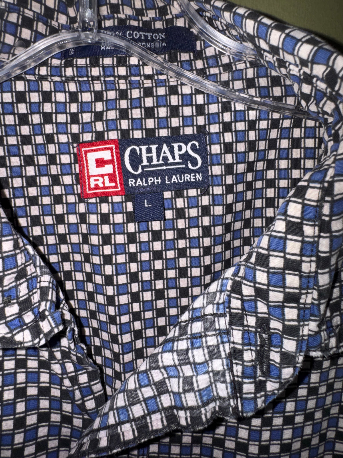 Chaps Ralph Lauren Blue Geometric Long-Sleeve Shirt