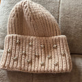 Beige Knit Beanie with Star Accents