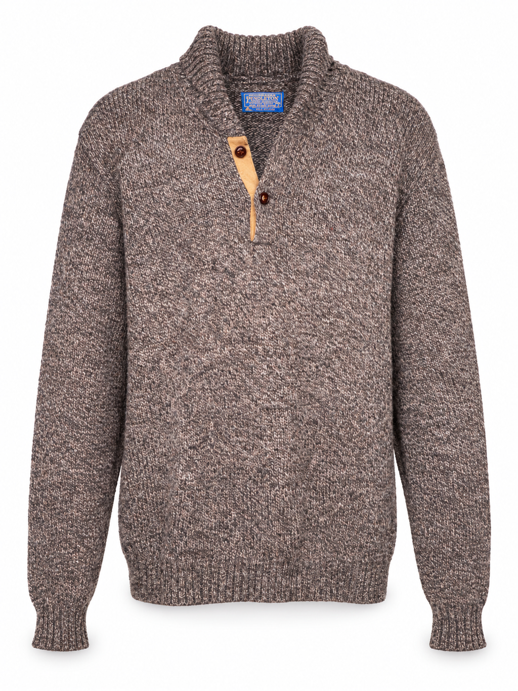 Pendleton Wool Toggle-Neck Sweater with Elbow Patches