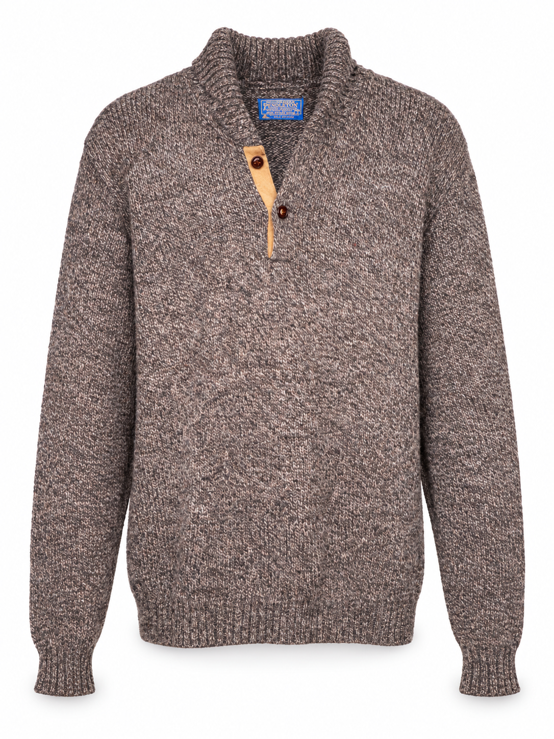 Pendleton Wool Toggle-Neck Sweater with Elbow Patches