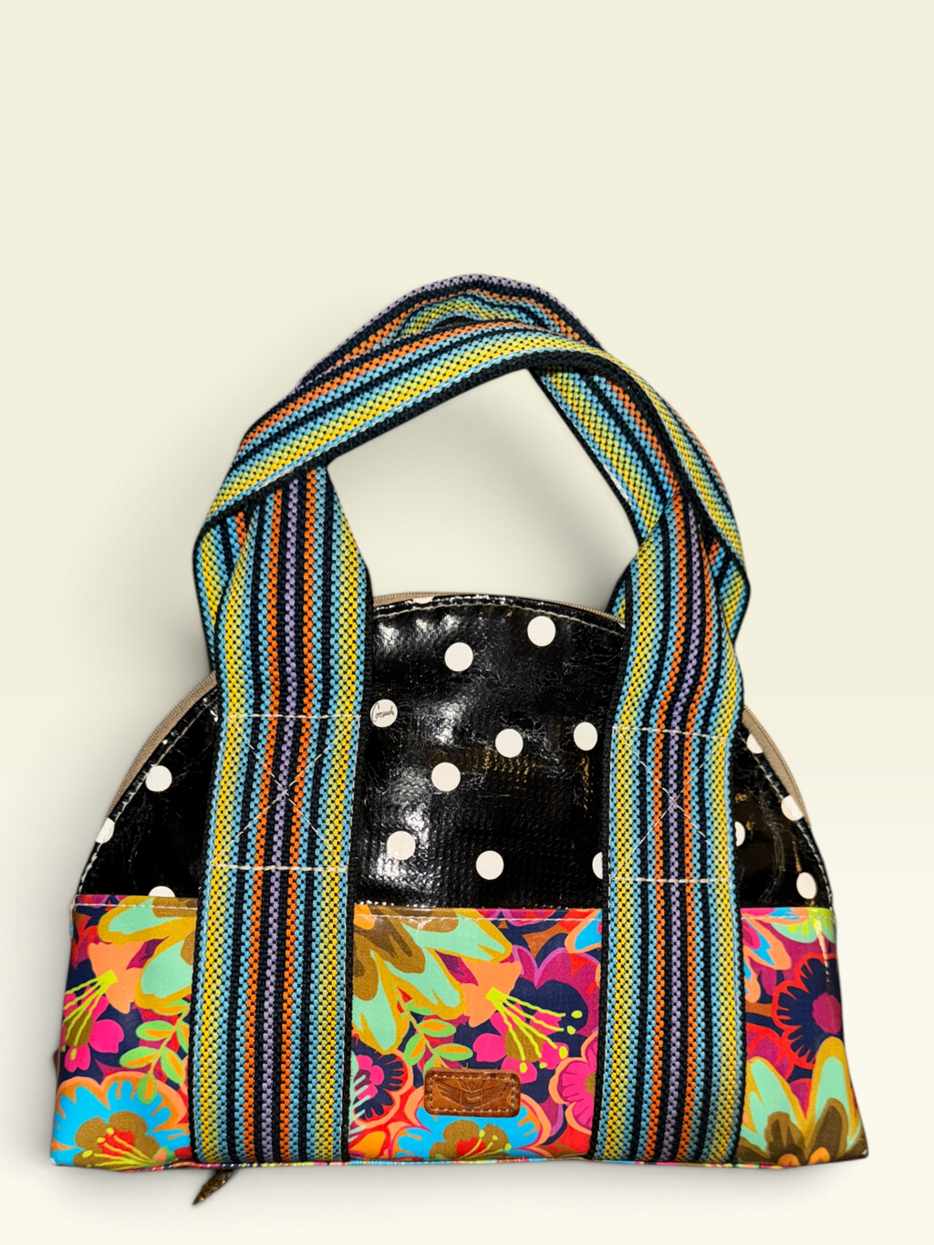 Consuela Mixed-Print Dome Satchel Handbag