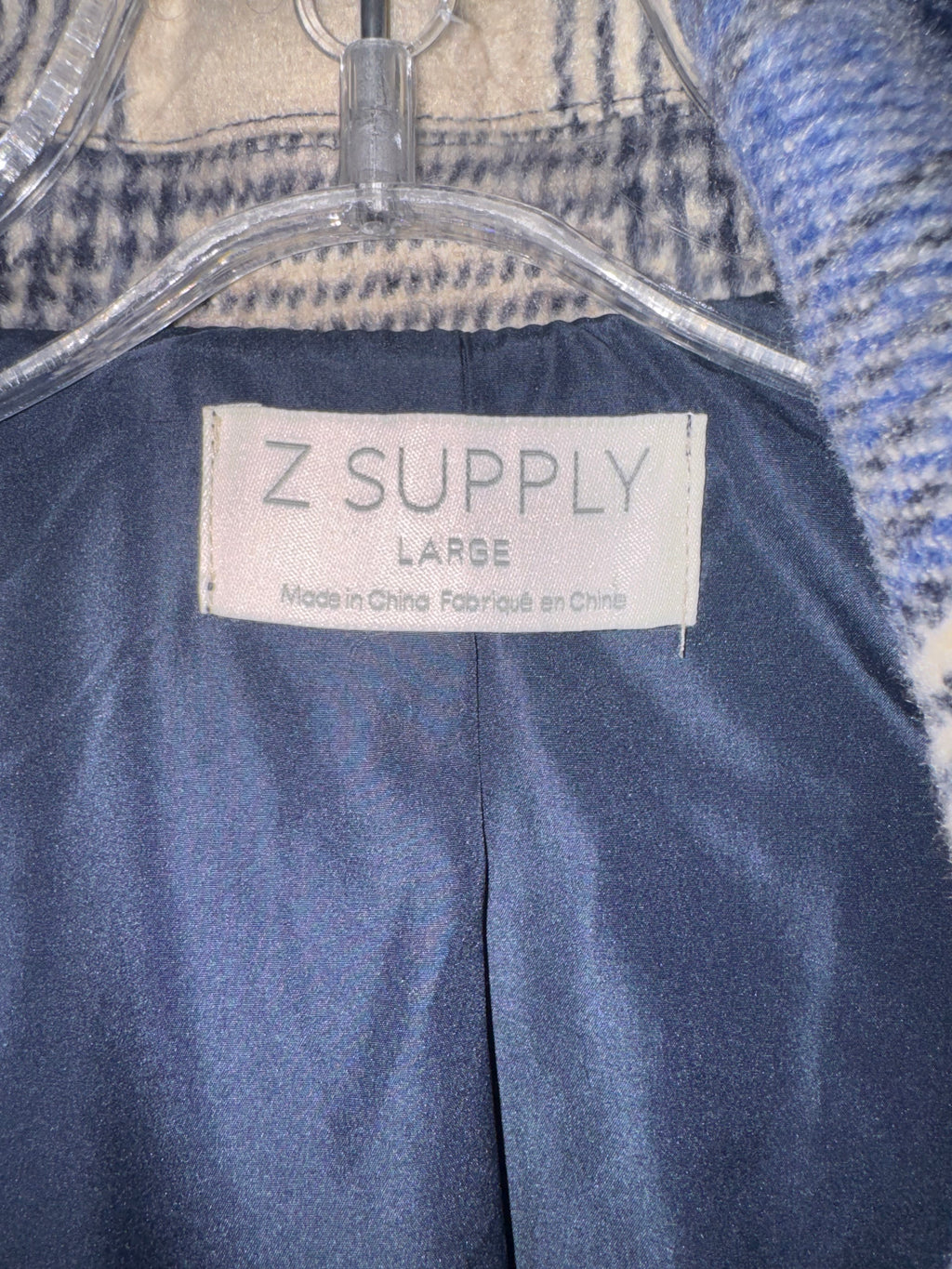 Z Supply Navy & Cream Plaid Fringe Coat